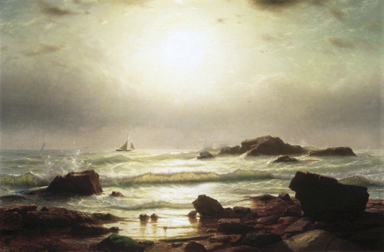 Sail Boats Off a Rocky Coast